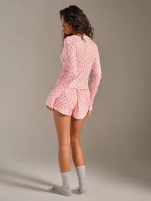 Athîral Women's Printed Pattern Loungewear Set - Pink - View 2