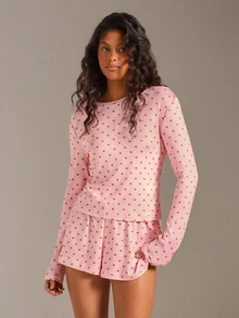 Athîral Women's Printed Pattern Loungewear Set - Pink - View 4