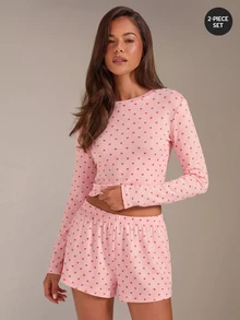Athîral Women's Printed Pattern Loungewear Set - Pink - View 1