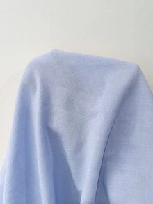Franclia 大尺碼女款純色單排扣休閒復古襯衫，適合日常外出、辦公、度假、居家、商務、約會之夜，淺藍色，秋季 - 淺藍色 - 查看 7