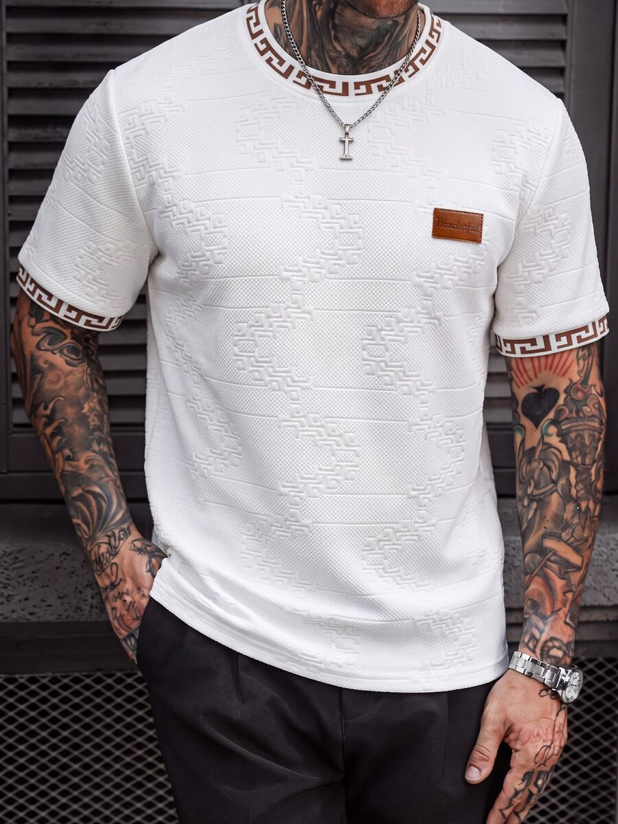 ARLO REED Embossed Embossed Top, Exquisite Leather Label Luxury Style ...