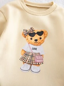 SHEIN Young Girl Young Girl Kids Young Girls Retro Fashion Versatile Casual Everyday Wear Fall Winter,Suitable For Outings, Campus - Khaki - View 9