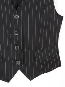 Modelyn Striped Print Single Breasted Vest Blazer - Black - View 5