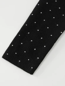 Balvessa Women's Polka Dot Pattern Stand Collar Long Sleeve Elegant Knit Dress - Black and White - View 7