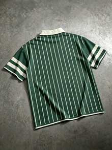Manfinity EMRG Camisa polo de manga corta con patrón de letras y rayas para hombre, ceremonia - Multicolor - Ver 4