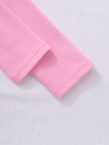 SHEIN Tween Girl Mandarin Collar Long Gigot Sleeve Elegant Bow Decor Waist Ruffle Hem Fashion Dress - Multicolor - View 9