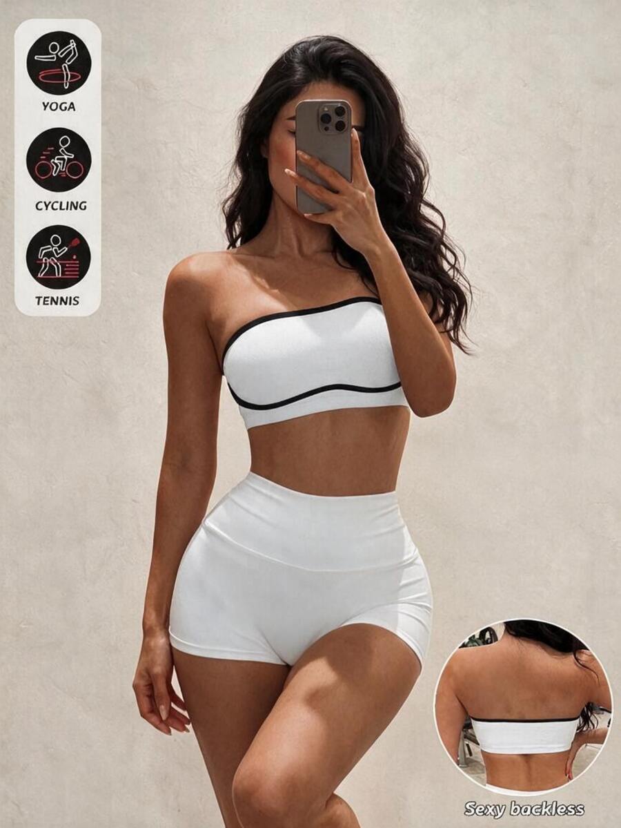 Sirith Women's Colorblock Casual Daily Wear Sports Tank Top - White - View 1
