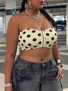 SHEIN CURVE+ سترة مقاس كبير، سترة حمالة صدر مبطنة بسحاب أمامي مقاس كبير، عيد الميلاد - متعدد الألوان - مشاهدة 5