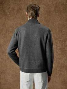 Manfinity Homme Old Money Men's Solid Color Casual Versatile Daily Wear Long Sleeve Sweater, Couple Outfit, Office Work Autumn, Best Holiday Gift - Grey - View 3