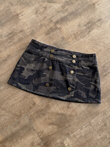 Elamini Women's Denim Camouflage Ultra Low Waist Mini Skirt - Multicolor - View 5