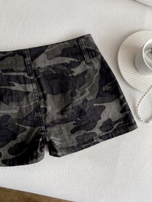 Elamini Women's Denim Camouflage Ultra Low Waist Mini Skirt - Multicolor - View 7