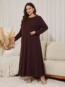 Lacomfia 2PCS Plus Size Co-Ords - Coffee Brown - View 7