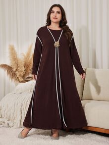 Lacomfia 2PCS Plus Size Co-Ords - Coffee Brown - View 3