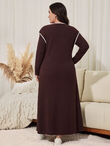 Lacomfia 2PCS Plus Size Co-Ords - Coffee Brown - View 2