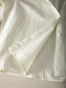 SHEIN Teen Girls Striped Button Down Shirt Jacket Embroidery Long Sleeve Fall Tops Casual Blouse Autumn Winter Wear Cotton Outerwear - White - View 11