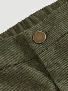 SHEIN MOD Pantalones rectos de talla grande con bolsillos - Verde militar - Ver 5