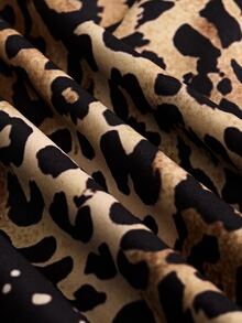 LanaWest CURVE Plus Size Women's Leopard Print Colorblock Casual Daily Summer Dress - Brown - View 6