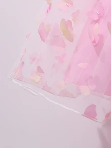 SHEIN Teen Girls' 3D Flower Butterfly Halter Neck Mini Dress, Spring/Summer Party, Birthday, Wedding, Elegant Cute Poster Girl, Graduation, Outfits Pink - Baby Pink - View 9