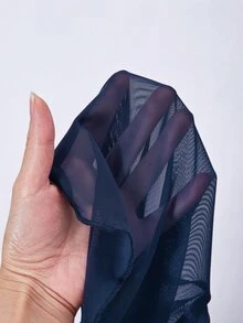 SHEIN 青少年女孩長袖純色深紫色洋裝，萬聖節秋季風格，秋季穿搭派對電音節優雅仙女風 - 藍色 - 查看 3