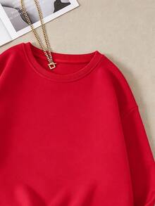 INAWLY Solid Thermal Lined Sweatshirt,Long Sleeve Tops Graduation,Back To School,Graduation,Teacher For Women,Back To School Pullover Fall Sweatshirt - Red - View 7