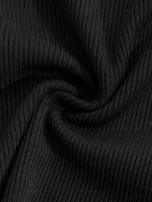 GentleRue Maternity Black Short Sleeve Maternity Sports Jumpsuit With Half Zip Stand Collar Ribbed Elastic Fabric Casual - Black - View 12