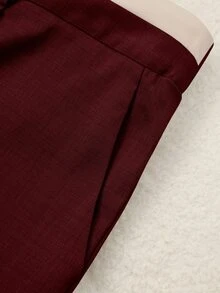 GlowEve CURVE Plus Size Women's Colorblock Pocket Button Casual Versatile Daily Wide Leg Pants - Red - View 7