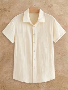 Manfinity RebelGame Men's Woven Casual Short Sleeve Shirt - Apricot - View 9