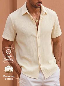 Manfinity RebelGame Men's Woven Casual Short Sleeve Shirt - Apricot - View 10