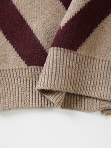 SHEIN Women's V-Neck Colorblock Casual Daily Cardigan - Multicolor - View 5