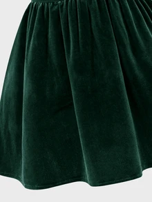 SHEIN Young Girl Young Girl Kids Deep Wine Red Casual Solid Color Autumn Winter Dress - Green - View 6