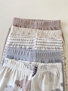 Vintaside Kids 5件組幼兒男嬰褲 可愛灰色白色素色幾何圖案 標準版型 舒適保暖 秋冬日常休閒 嬰兒男孩冬季假期上學穿著 - 彩色 - 查看 7