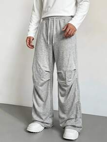 Claim Dot Men's Casual Drawstring Waist Loose Baggy Sweatpants - Light Grey - View 1