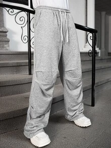 Claim Dot Men's Casual Drawstring Waist Loose Baggy Sweatpants - Light Grey - View 6