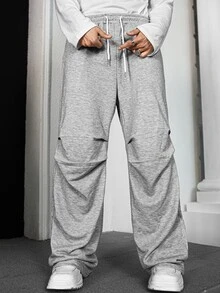 Claim Dot Men's Casual Drawstring Waist Loose Baggy Sweatpants - Light Grey - View 4