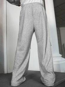Claim Dot Men's Casual Drawstring Waist Loose Baggy Sweatpants - Light Grey - View 2