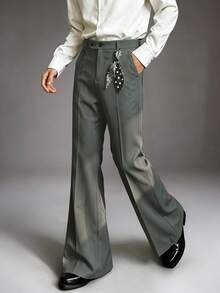 Claim Dot Men's Fashion Versatile Commuter Flared Pants - Dark Grey - View 3