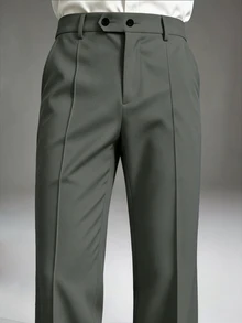 Claim Dot Men's Fashion Versatile Commuter Flared Pants - Dark Grey - View 5