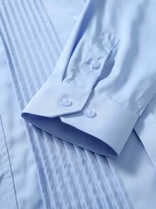 Manfinity Mode 男士正式純色休閒百搭日常穿著襯衫 - 淺藍色 - 查看 6
