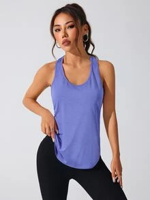 Eassivo Eassivo Áo tank top thể thao lưng racerback trơn phong cách thường ngày - Màu tím  Violet - Xem 7