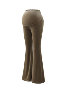 GentleRue Maternity Elegant Solid Color High Elasticity Maternity Sports Leggings - Coffee Brown - View 8