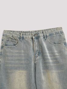 Whitmere Men's Fashionable Streetwear Retro Loose Fit Champagne Blue Jeans - Champagne - View 5