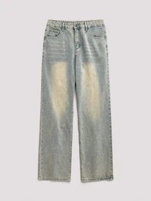 Whitmere Men's Fashionable Streetwear Retro Loose Fit Champagne Blue Jeans - Champagne - View 3