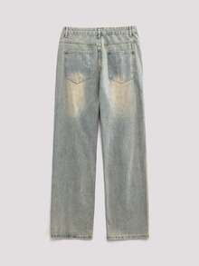 Whitmere Men's Fashionable Streetwear Retro Loose Fit Champagne Blue Jeans - Champagne - View 4