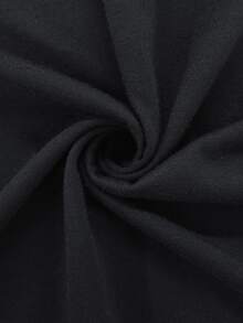 Omancia Solid V Neck Batwing Sleeve Tee - Black - View 9