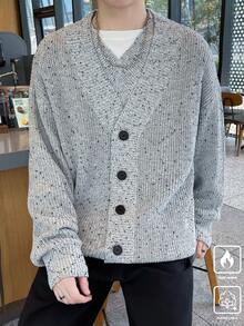 Claim Dot 2pcs/Set Men Plain Button-Up  Cardigan Sweater - Light Grey - View 5