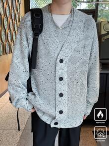 Claim Dot 2pcs/Set Men Plain Button-Up  Cardigan Sweater - Light Grey - View 3
