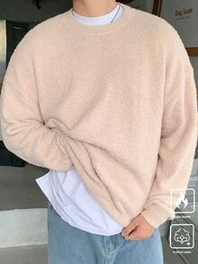 Claim Dot 男士休闲纯色纯色圆领长袖套头衫，秋冬季，适合外出、朋友聚会 - 彩色 - 查看 4