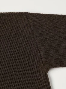 Claim Dot Men's Dark Brown Oversized Cardigan,Solid Color Turn Down Collar Button Up Chunky Knit,Autumn Date Drop Shoulder Urban Fashion,Gifts For Husband - Coffee Brown - View 4