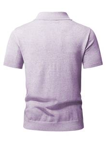 Claim Dot Men's Solid Color Casual Versatile Daily Wear Knit Top Formal Office Business Lilac Purple Summer - Purple - View 2