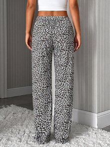 SHEIN Cotton Line Women Beige Black Solid Multipack Set Multicolor Comfy Pants 2 Pcs Sleep Lounge Casual Loungewear Modest - Multicolor - View 9
